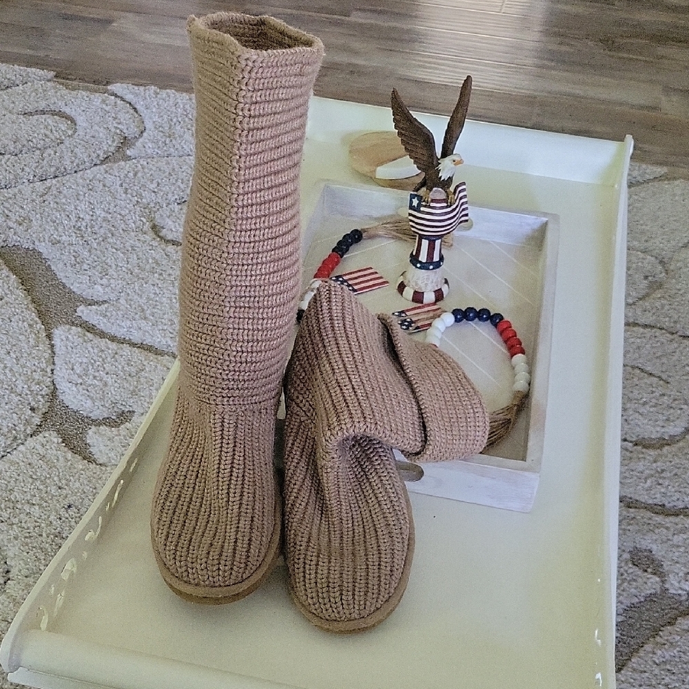 Cozy Tan Knit Women's Boots